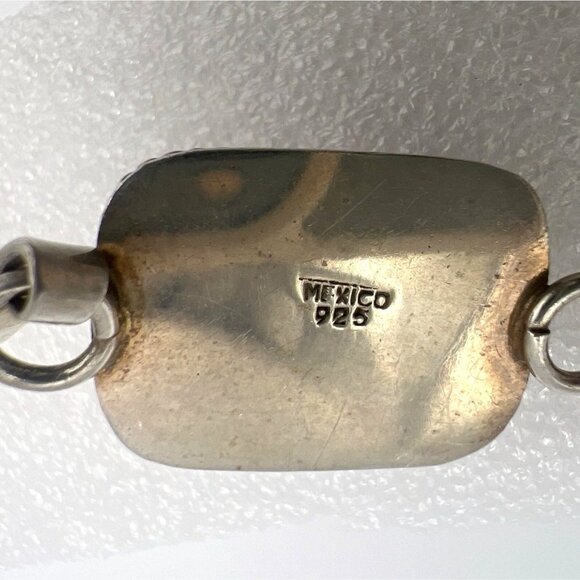 Sterling Silver Mexico 925 Red Stone Bangle Bracelet 6.5" - Picture 3 of 8